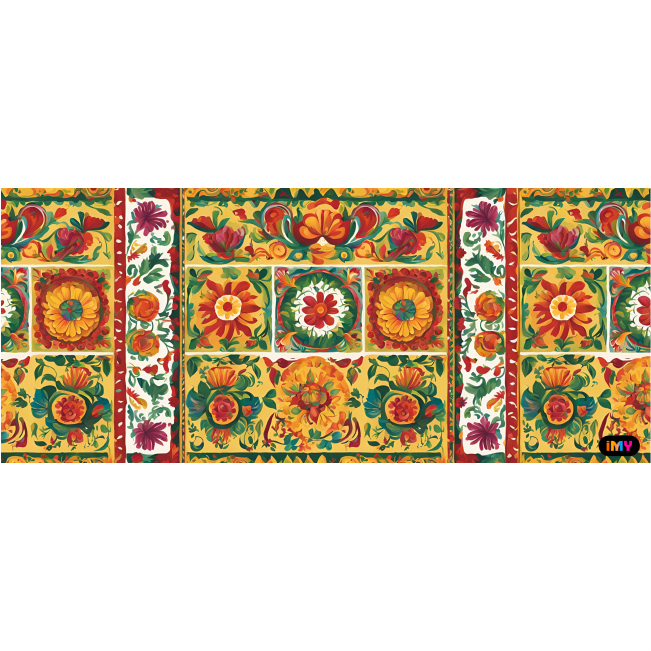 Fondos Mex - 001 Fiesta Floral / MUG 11oz con impresión envolvente