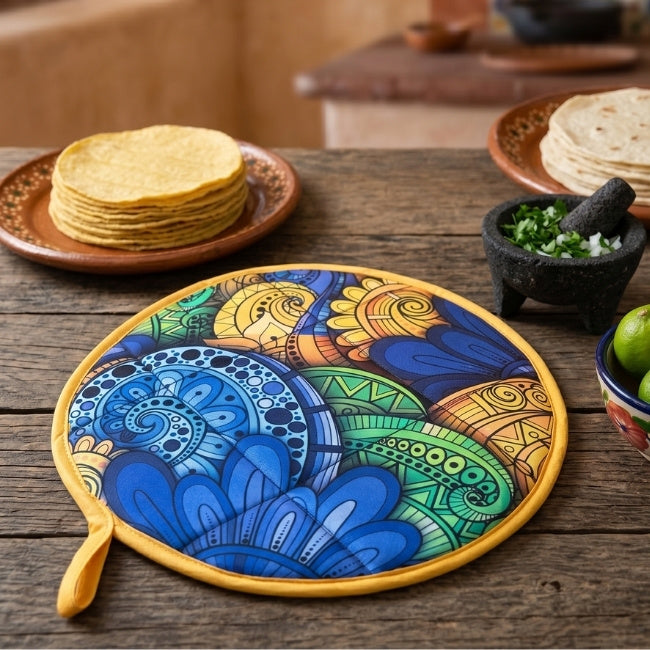 Round Insulated Tortilla Warmer - Pineda Blue (24cm-500g / 2 hours)