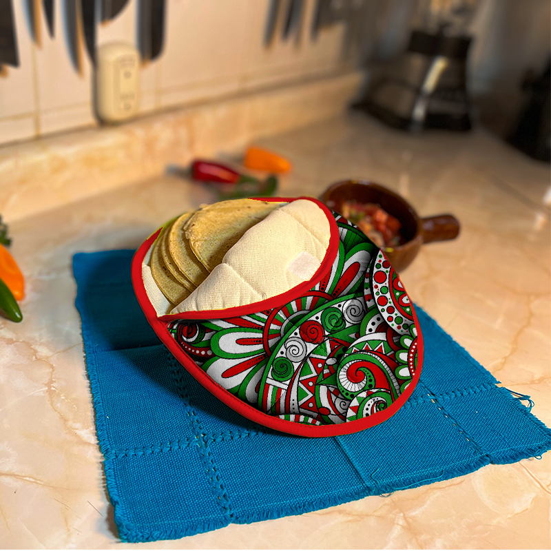 Round Insulated Tortilla Warmer - Tricolor Pineda (24cm-500g / 2 hours)