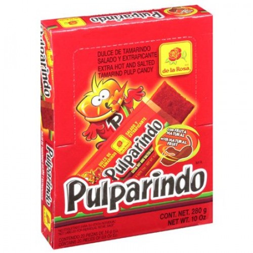 De la Rosa Pulparindo Extra Picante, paquete de 20, 14g por unidad