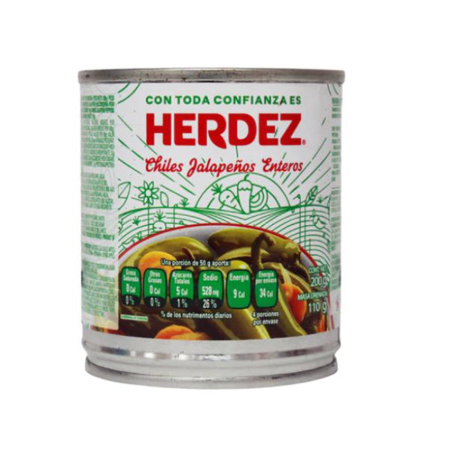 Chiles Jalapeños Enteros Herdez 200 g (lata)