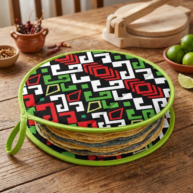 Round Insulated Tortilla Warmer - Mexican Patterns (24cm-500g / 2 hours)
