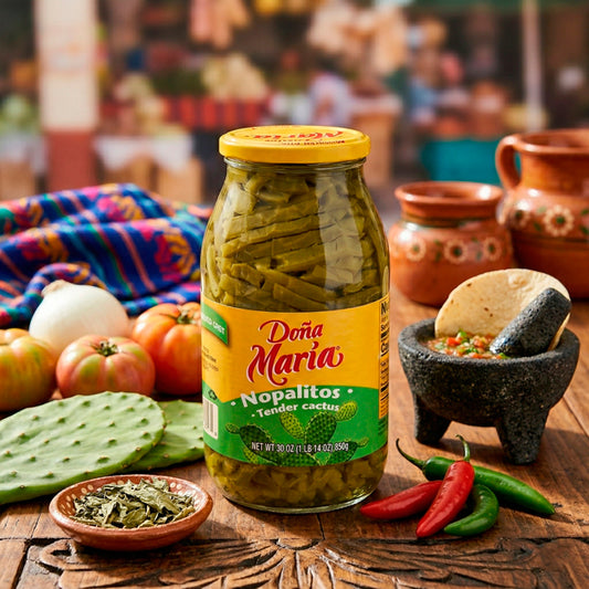 Nopales en salmuera en tiras "Doña María" 850 g - Frasco