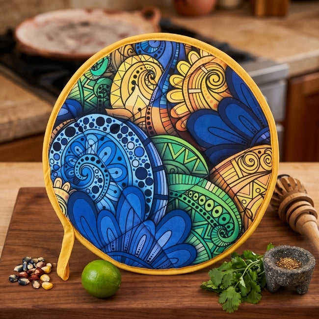 Round Insulated Tortilla Warmer - Pineda Blue (24cm-500g / 2 hours)