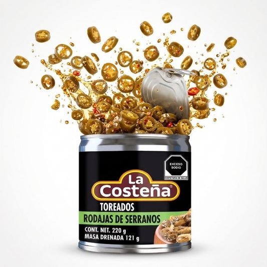 Chiles Serranos toreados rodajas "La Costeña" 220 g